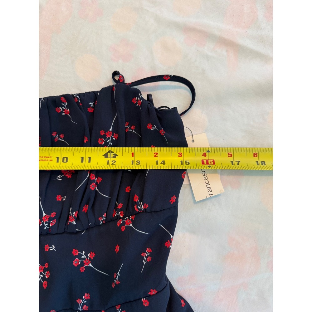 Francescas Navy Blue Red Floral Romper Adjustable Straps Smocked Back NWT - Picture 7 of 12